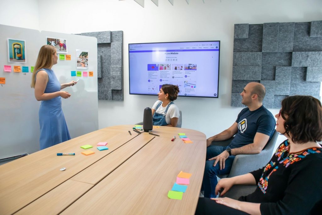 Team strategizing on website content writing