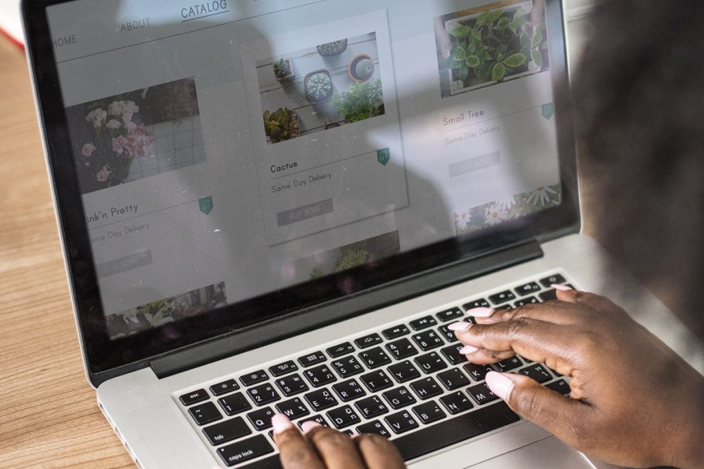 Woman developing website content