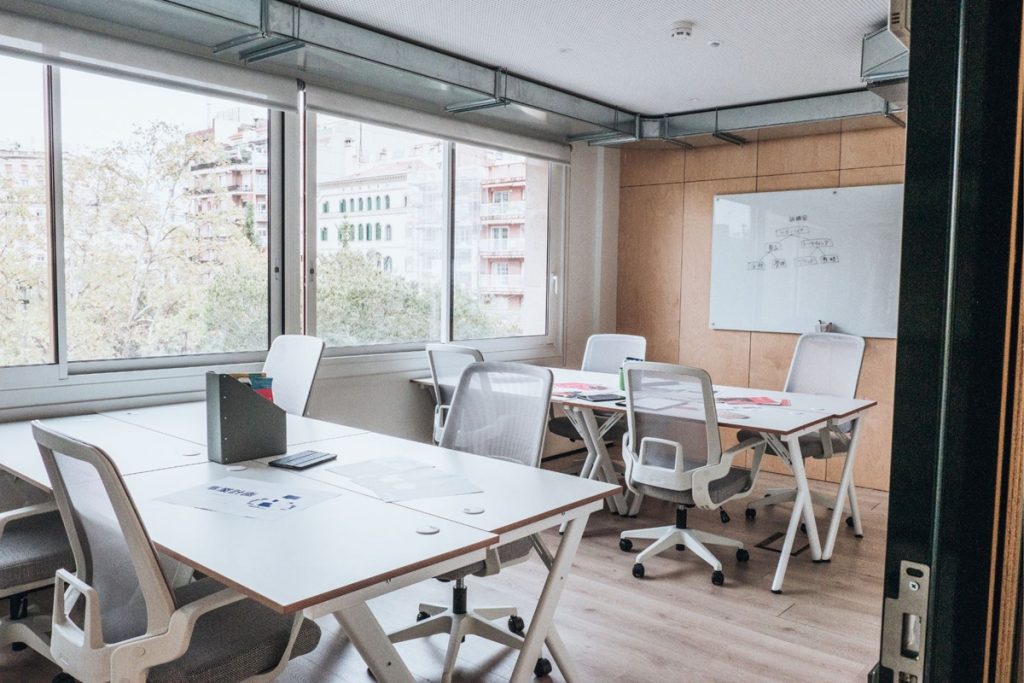 A quiet office scene in summer